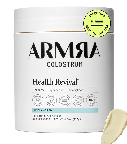 ARMRA Colostrum Powder | Unflavored | Gut Health & Bloating | Skin & Hair | Immunity | Keto, Gluten & Fat-Free | 120 Servings